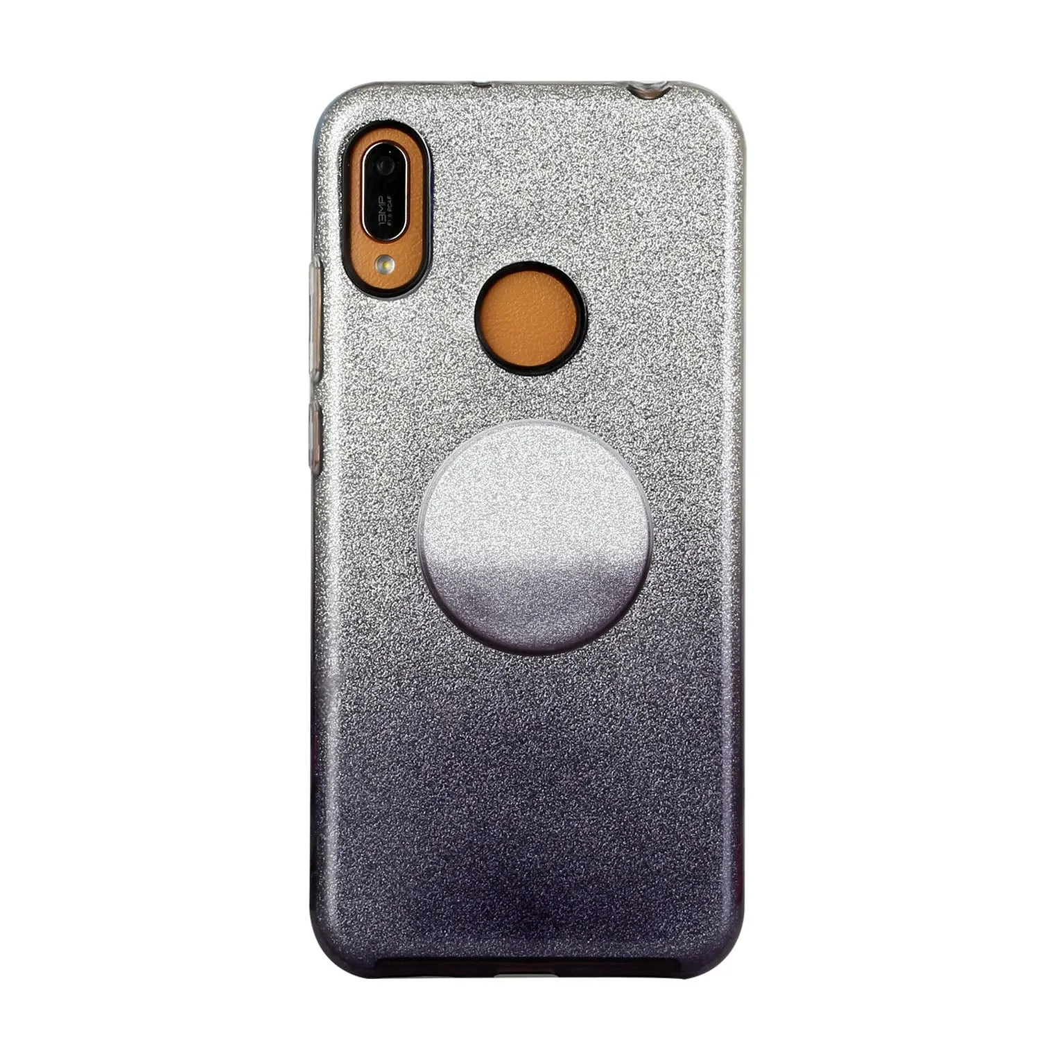For Samsung A10/A50/A30S/A70/A20S Phone Case Gradient Color Glitter Powder Phone Cover with Airbag Bracket black