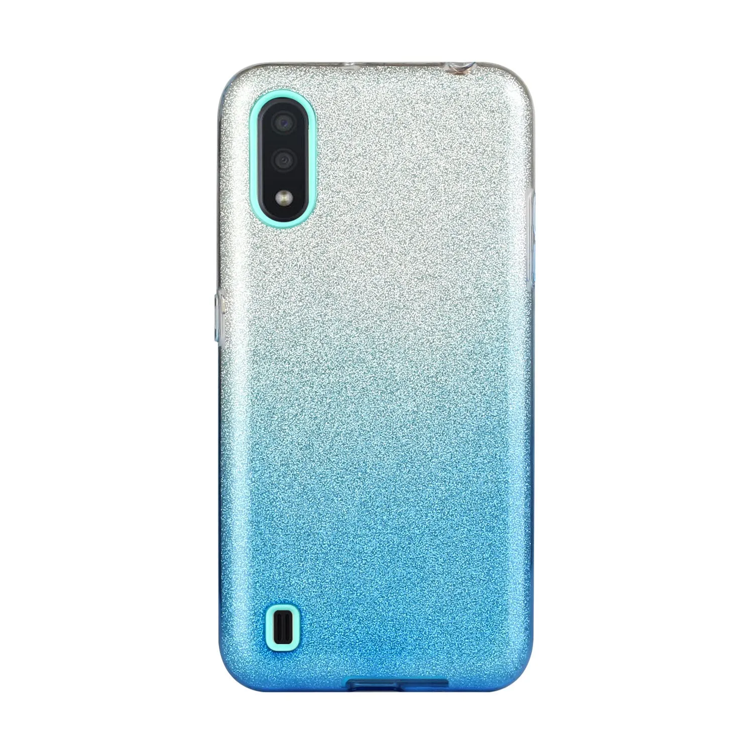 For Samsung A10/A50/A30S/A70/A20S Phone Case Gradient Color Glitter Powder Phone Cover with Airbag Bracket blue