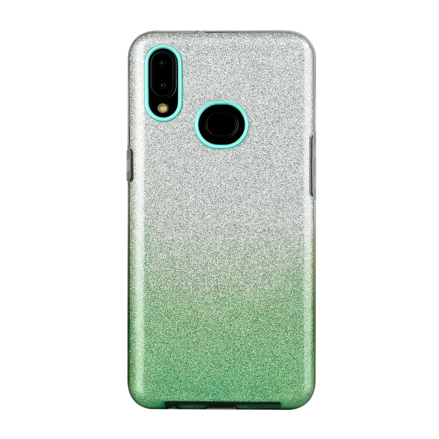 For Samsung A10/A50/A30S/A70/A20S Phone Case Gradient Color Glitter Powder Phone Cover with Airbag Bracket green