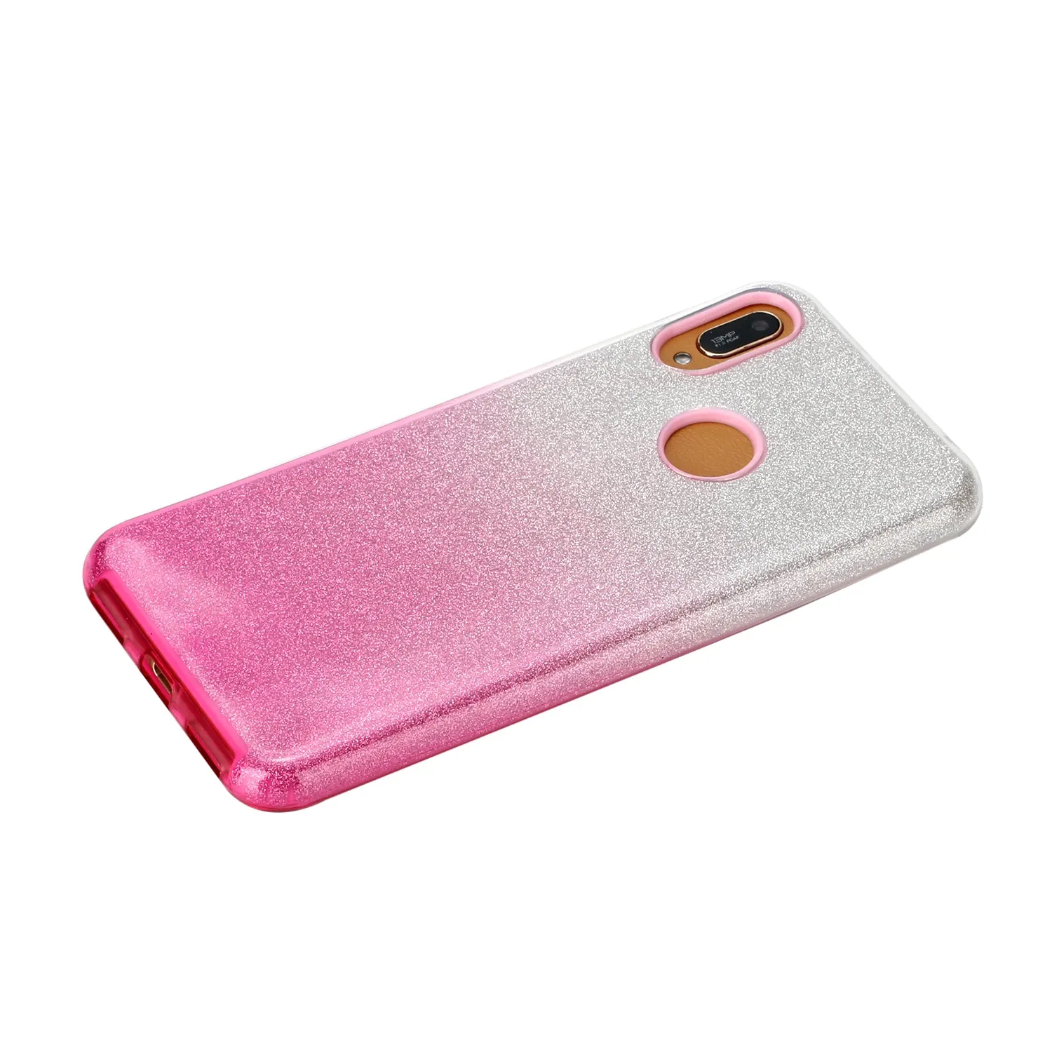 For Samsung A10/A50/A30S/A70/A20S Phone Case Gradient Color Glitter Powder Phone Cover with Airbag Bracket Pink