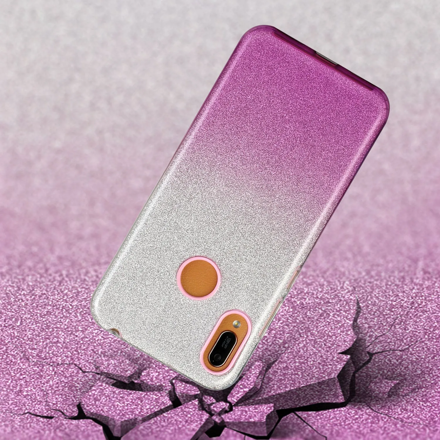 For Samsung A10/A50/A30S/A70/A20S Phone Case Gradient Color Glitter Powder Phone Cover with Airbag Bracket purple
