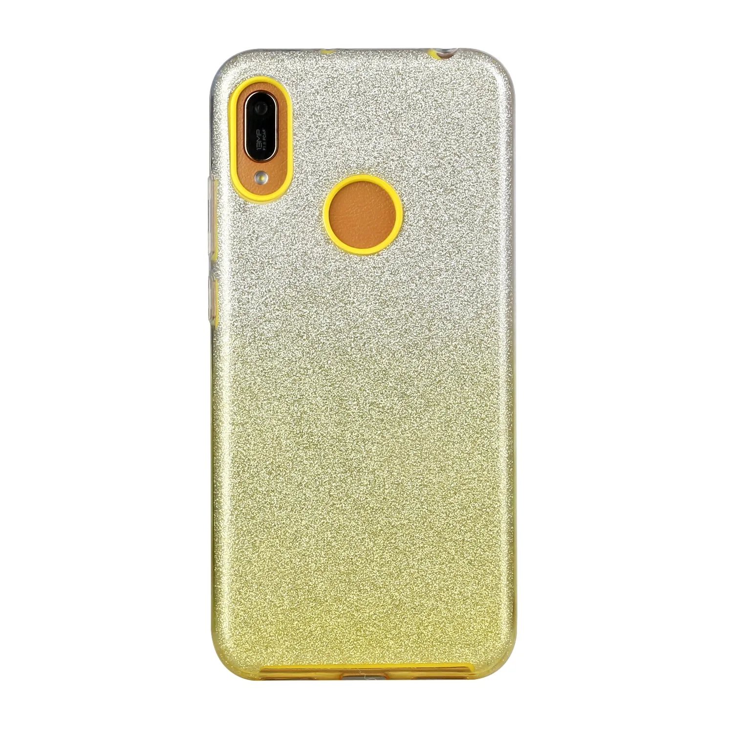 For Samsung A10/A50/A30S/A70/A20S Phone Case Gradient Color Glitter Powder Phone Cover with Airbag Bracket yellow