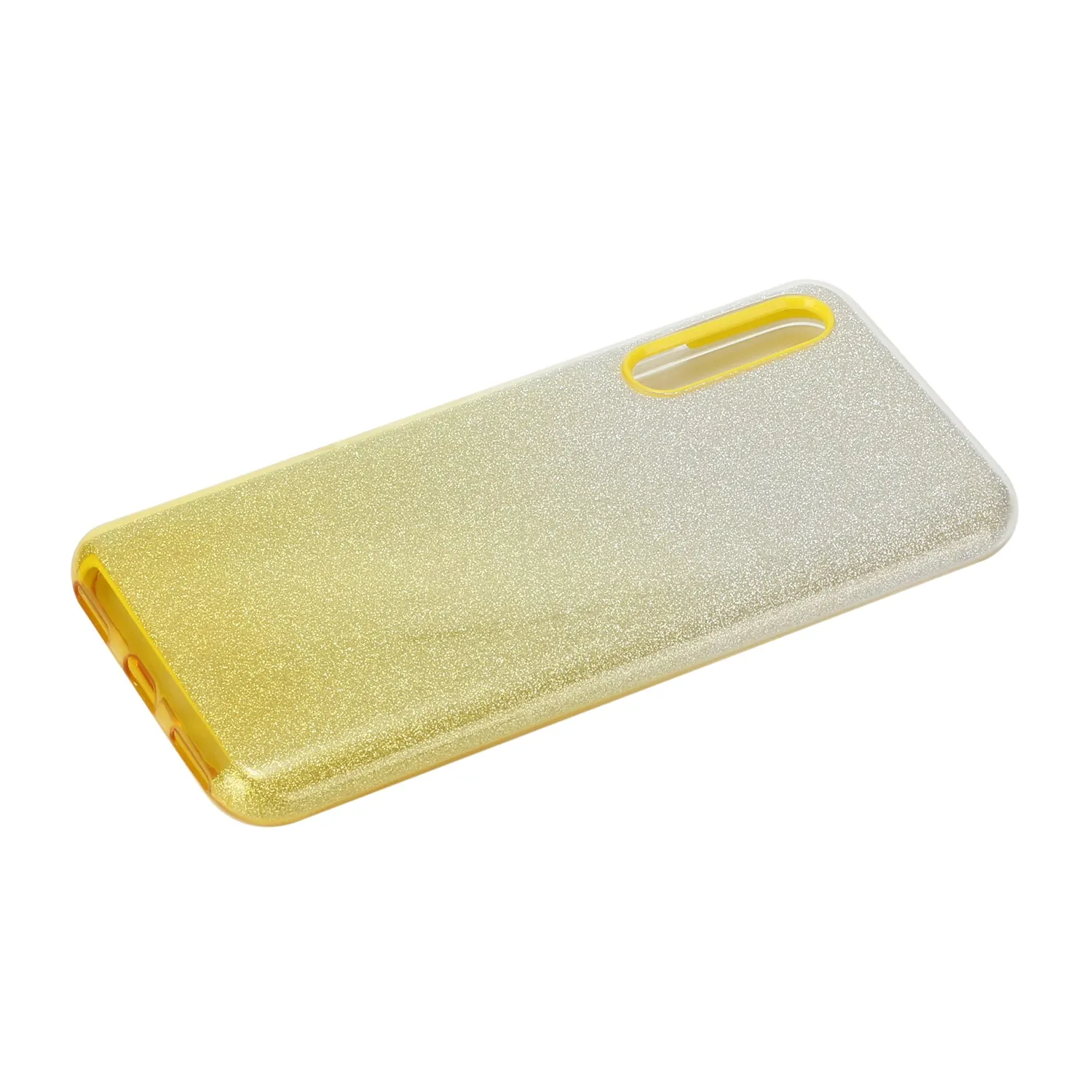 For Samsung A10/A50/A30S/A70/A20S Phone Case Gradient Color Glitter Powder Phone Cover with Airbag Bracket yellow