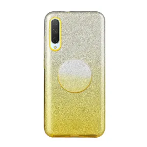 For Samsung A10/A50/A30S/A70/A20S Phone Case Gradient Color Glitter Powder Phone Cover with Airbag Bracket yellow