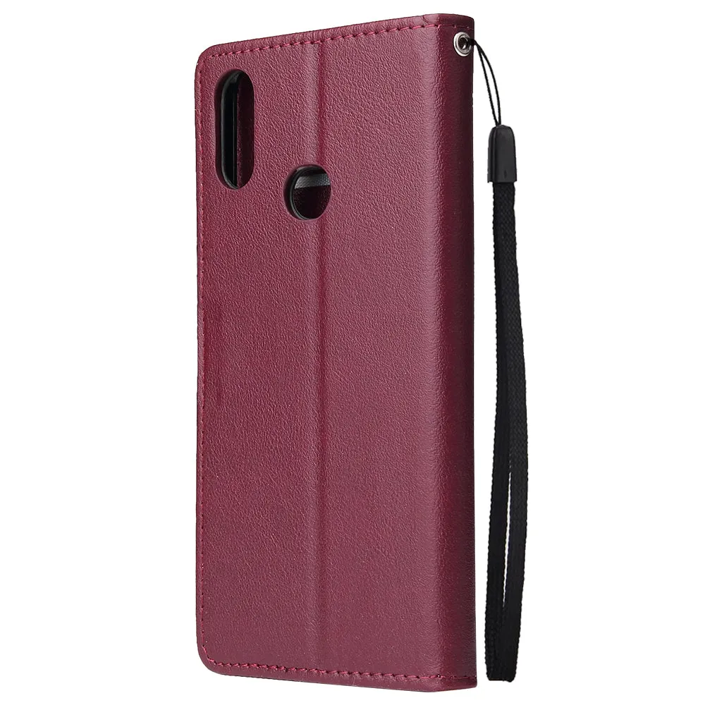 For Samsung A10S A20S Cellphone Cover Mobile Phone Shell Buckle Closure Cards Slots PU Leather Smart Shell with Wallet Overall Protection black