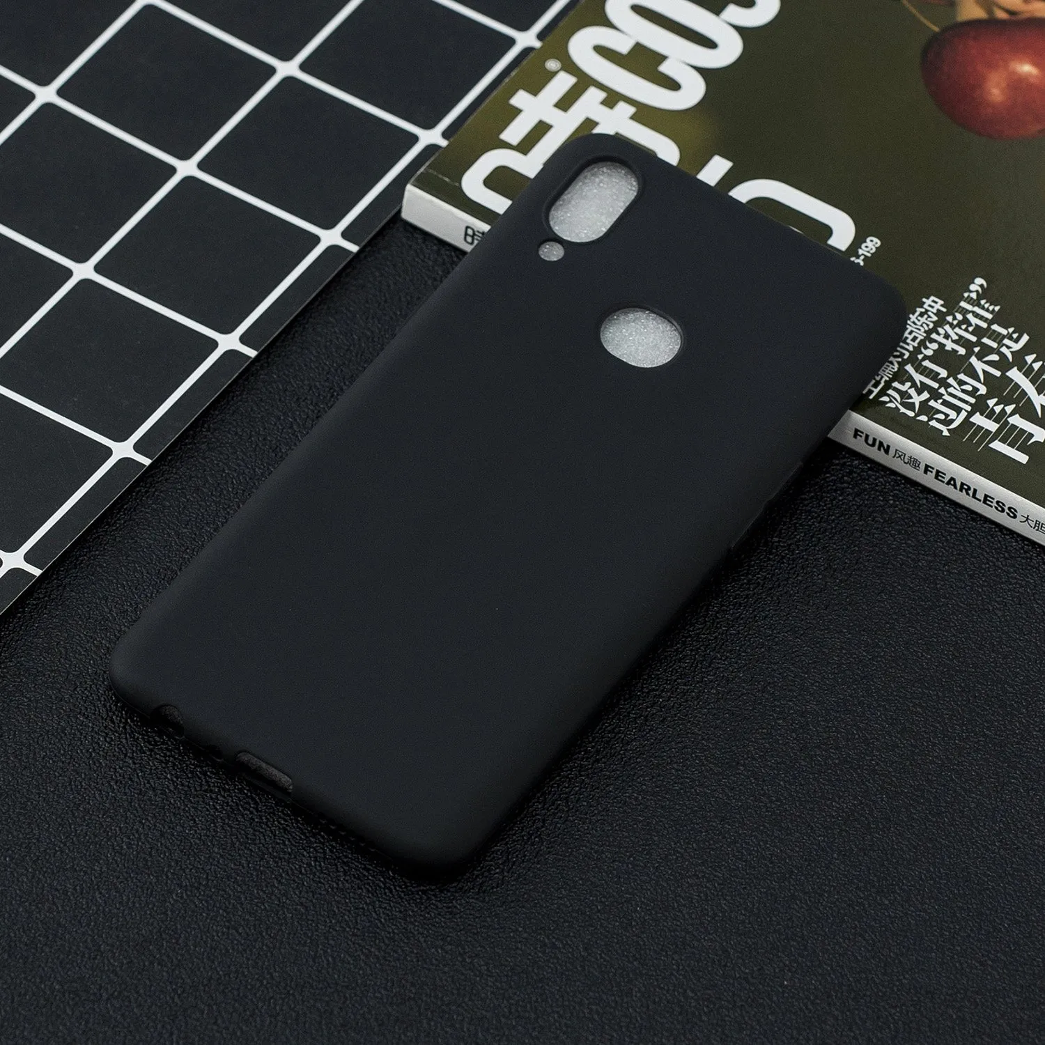 For Samsung A10S A20S Shockproof TPU Back Cover Soft Candy Color Frosted Surface Mobile Phone Case black