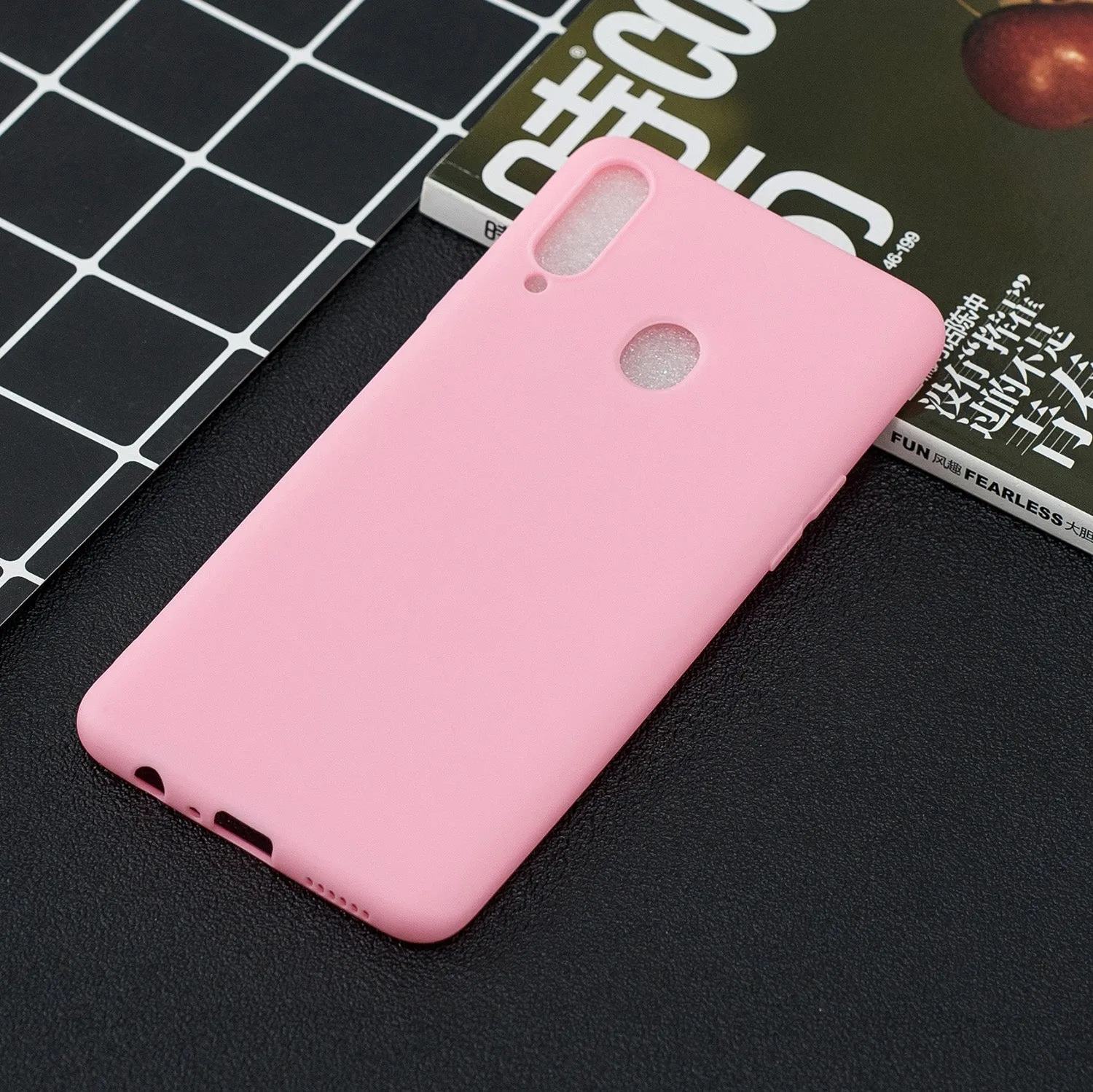 For Samsung A10S A20S Shockproof TPU Back Cover Soft Candy Color Frosted Surface Mobile Phone Case dark pink