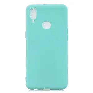 For Samsung A10S A20S Shockproof TPU Back Cover Soft Candy Color Frosted Surface Mobile Phone Case Light blue