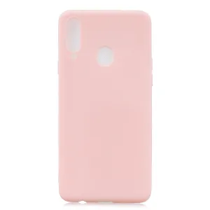 For Samsung A10S A20S Shockproof TPU Back Cover Soft Candy Color Frosted Surface Mobile Phone Case Light pink