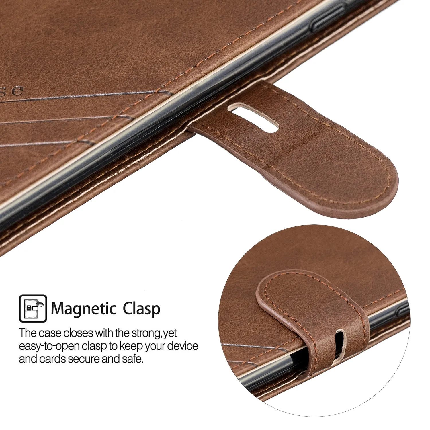 For Samsung A10S A20S Solid Color Denim Texture Front Clasp Bracket Leather Mobile Phone Cover brown