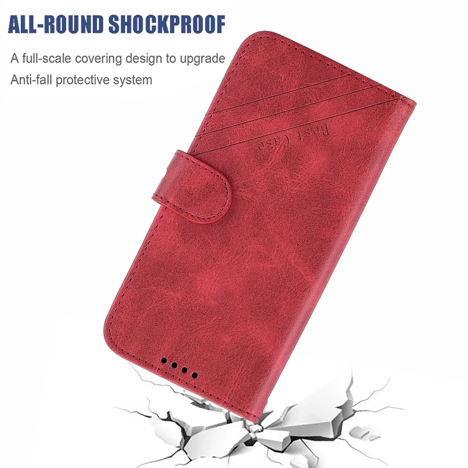 For Samsung A10S A20S Solid Color Denim Texture Front Clasp Bracket Leather Mobile Phone Cover red