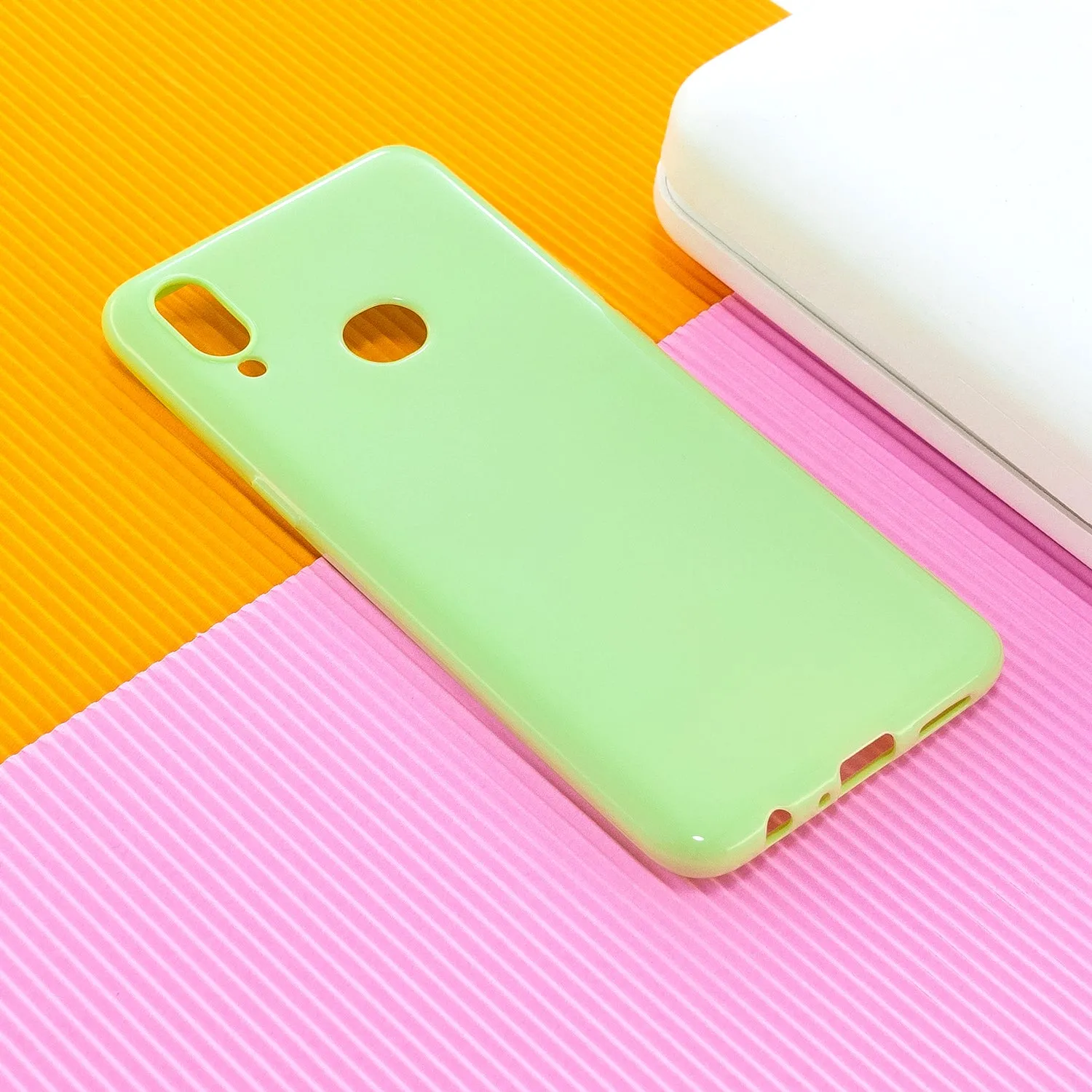 For Samsung A10S/A20S Cellphone Cover Soft TPU Phone Case Simple Profile Full Body Protection Anti-scratch Shell Fluorescent green