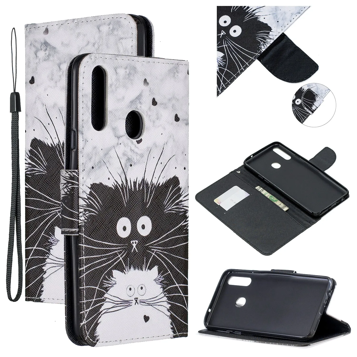For Samsung A10S/A20S Smartphone Case PU Leather Phone Shell Lovely Cartoon Pattern Card Slots Overall Protection Rainbow horse