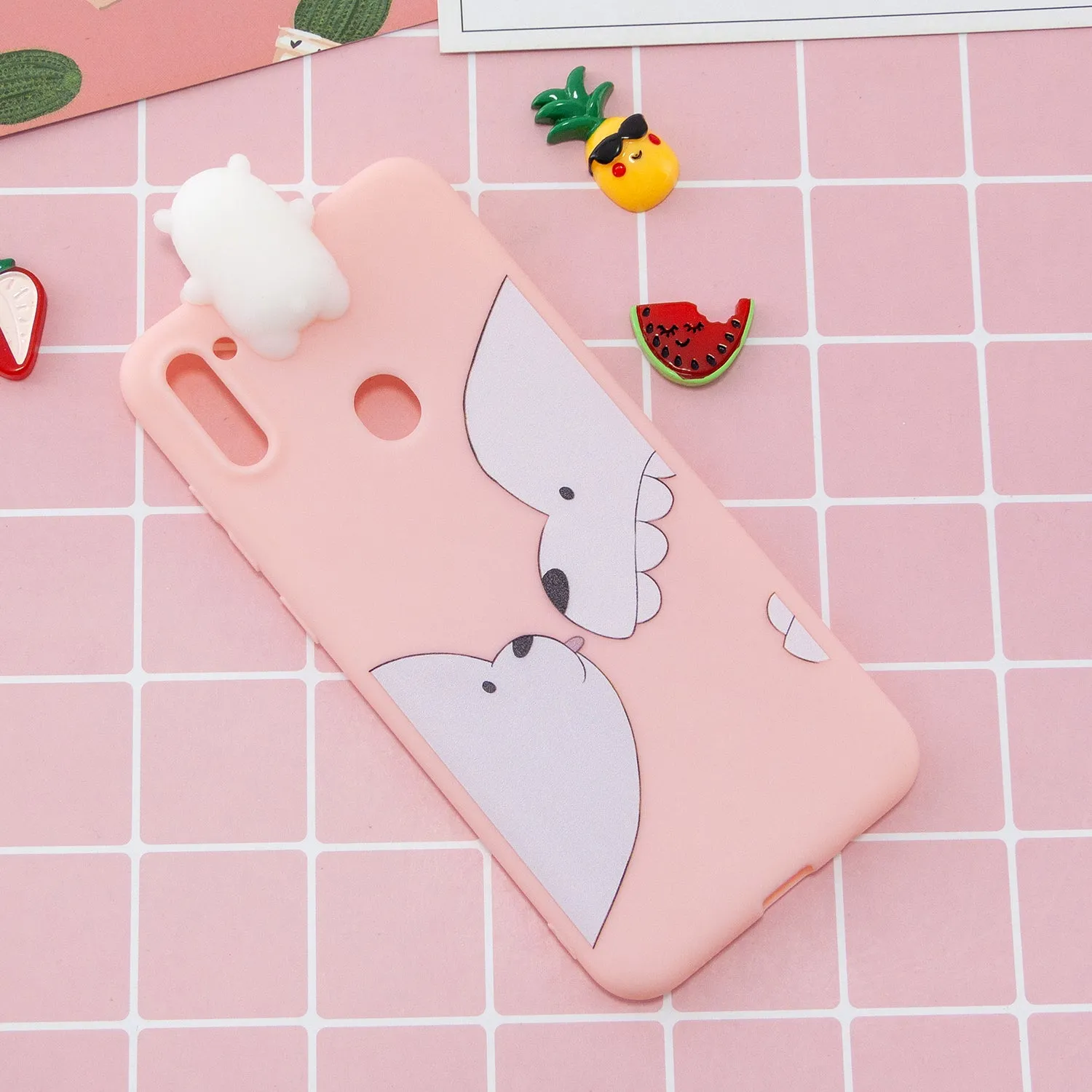 For Samsung A11 TPU Back Cover 3D Cartoon Painting Soft Mobile Phone Case Shell big face cat