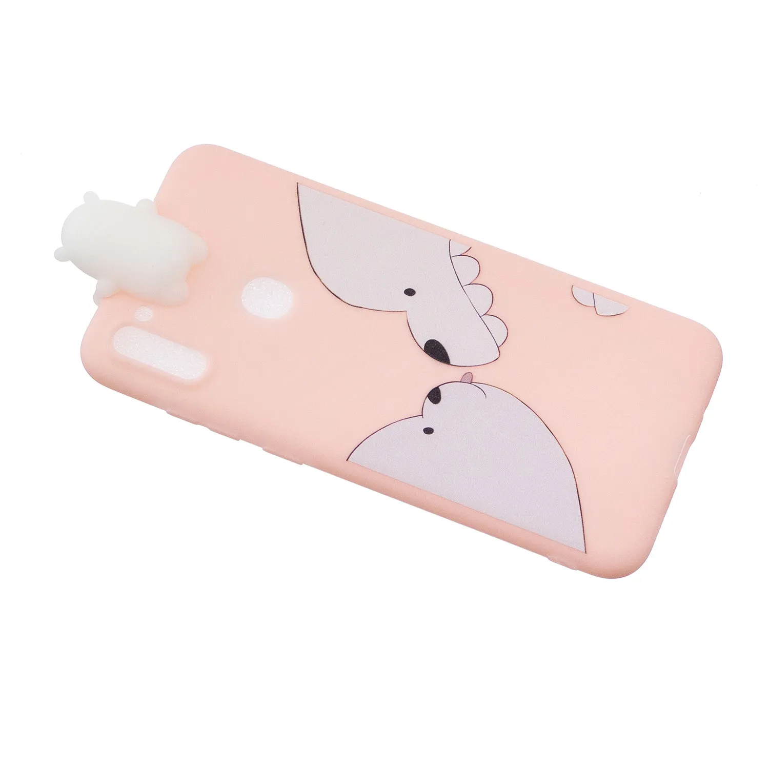 For Samsung A11 TPU Back Cover 3D Cartoon Painting Soft Mobile Phone Case Shell Big white bear
