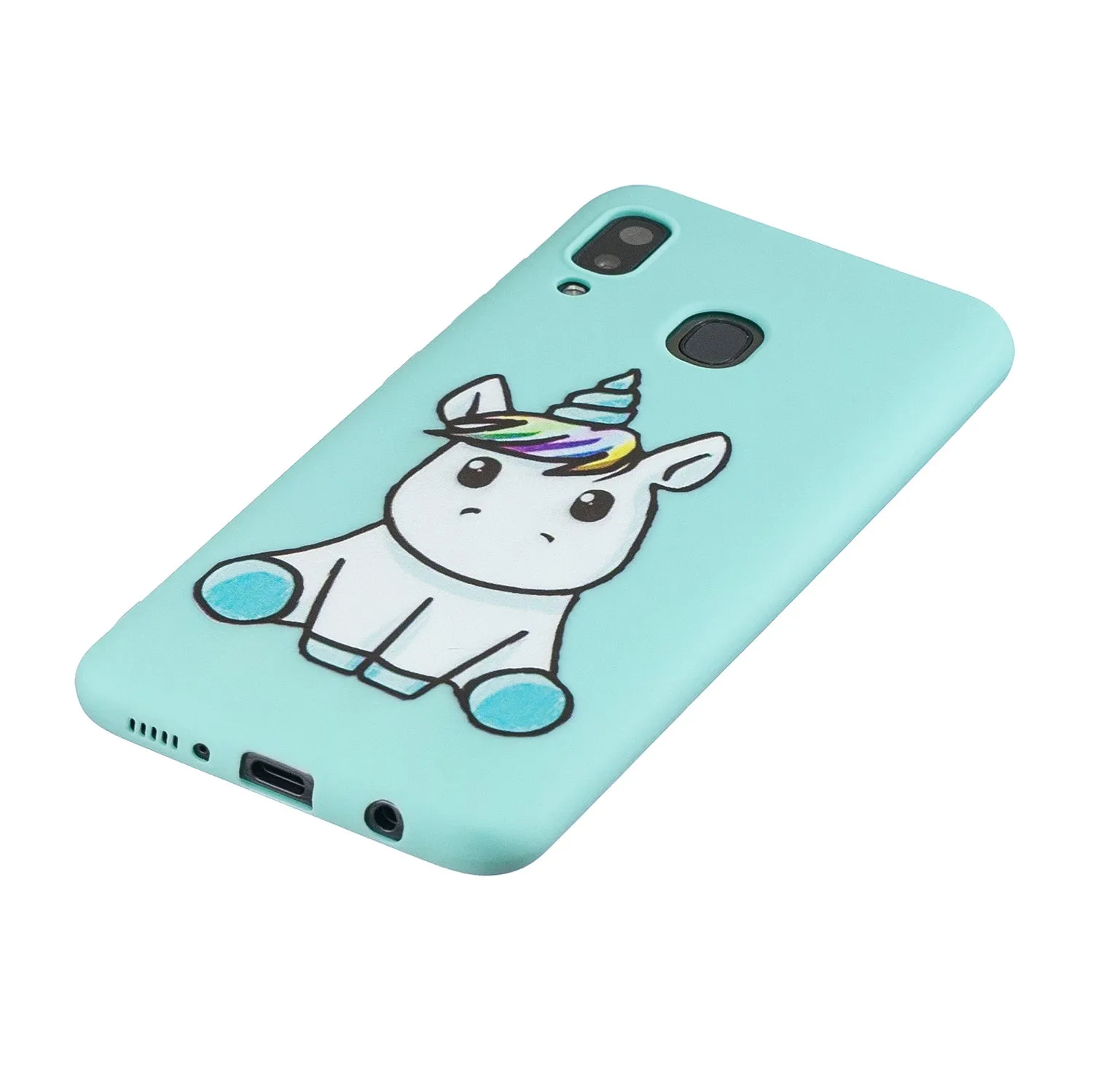For Samsung A30 A20 TPU Full Cover Cartoon Pattern Solid Color Protective Phone Case with Adjustable Bracket 5