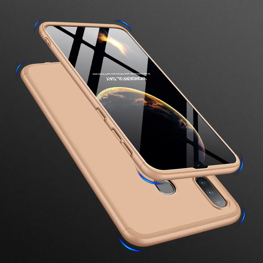 For Samsung A30 Ultra Slim PC Back Cover Non-slip Shockproof 360 Degree Full Protective Case gold