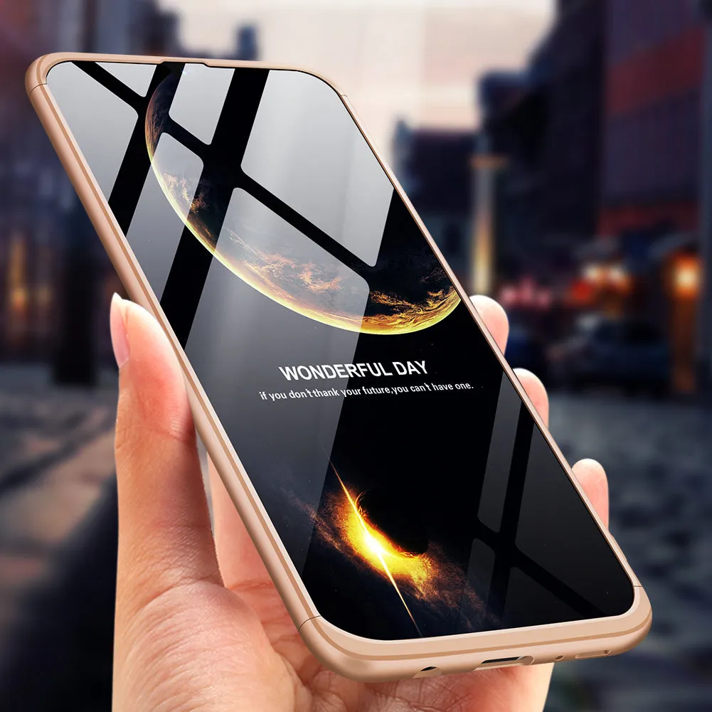 For Samsung A30 Ultra Slim PC Back Cover Non-slip Shockproof 360 Degree Full Protective Case gold