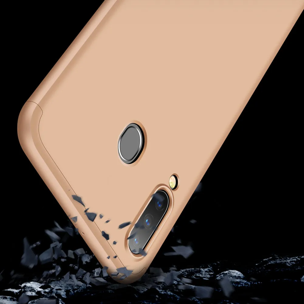 For Samsung A30 Ultra Slim PC Back Cover Non-slip Shockproof 360 Degree Full Protective Case gold