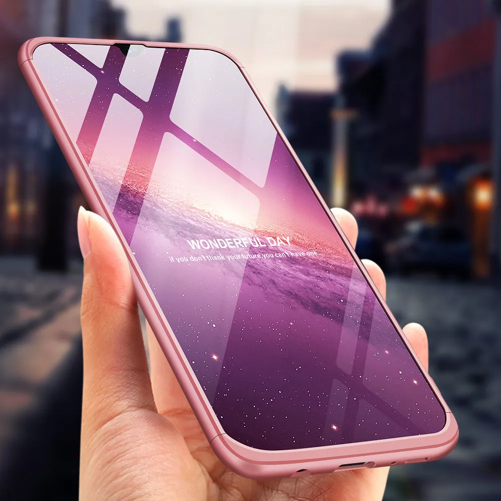 For Samsung A30 Ultra Slim PC Back Cover Non-slip Shockproof 360 Degree Full Protective Case Rose gold