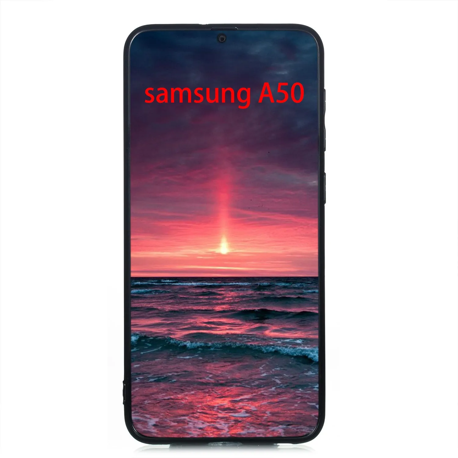 For Samsung A50 Double Buckle Non-slip Shockproof Cell Phone Case with Card Slot Bracket red
