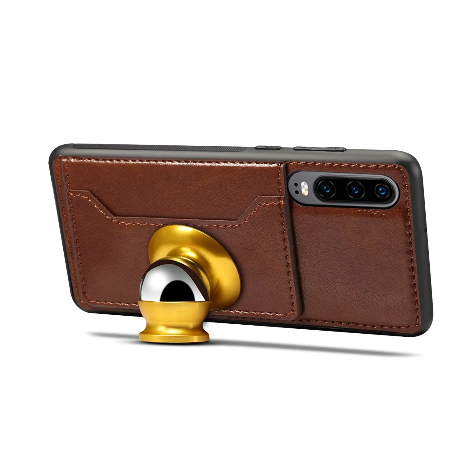 For Samsung A50 Retro PU Leather Wallet Card Holder Stand Non-slip Shockproof Cell Phone Case coffee