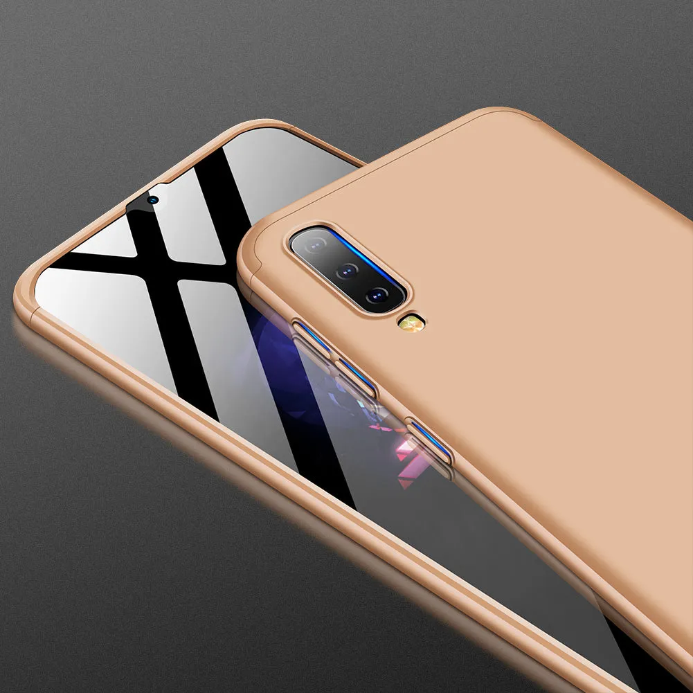 For Samsung A50 Ultra Slim PC Back Cover Non-slip Shockproof 360 Degree Full Protective Case gold