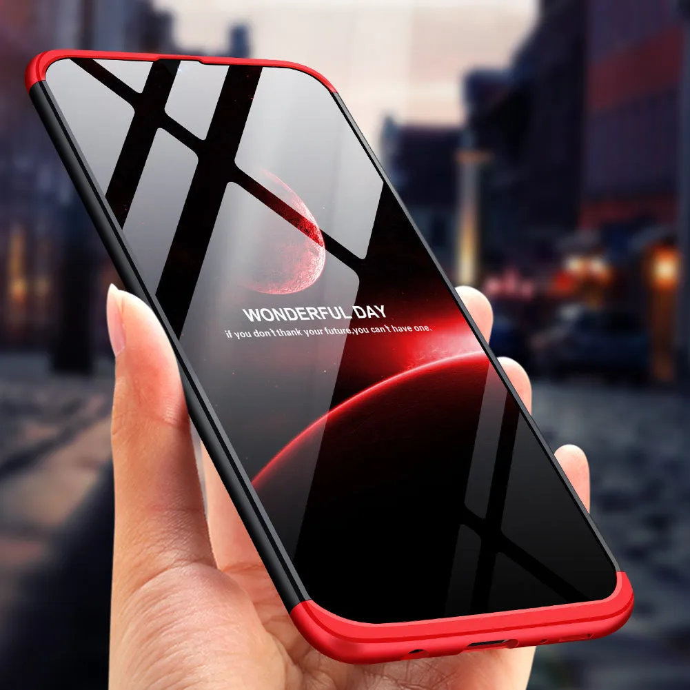 For Samsung A50 Ultra Slim PC Back Cover Non-slip Shockproof 360 Degree Full Protective Case Red black red