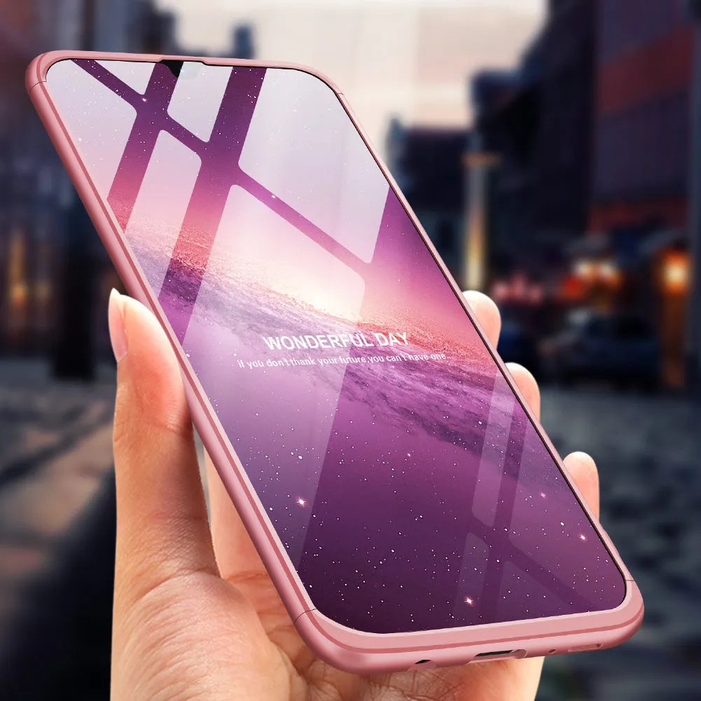 For Samsung A50 Ultra Slim PC Back Cover Non-slip Shockproof 360 Degree Full Protective Case Rose gold