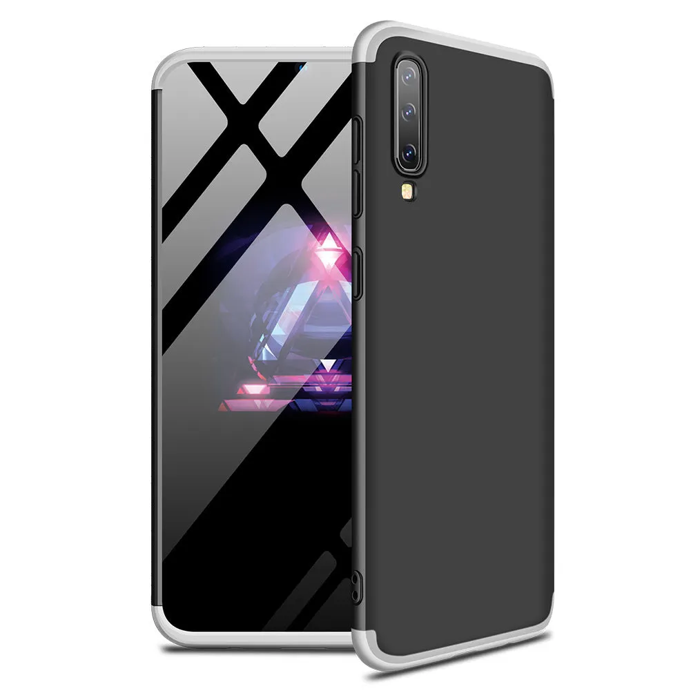 For Samsung A50 Ultra Slim PC Back Cover Non-slip Shockproof 360 Degree Full Protective Case Silver black silver