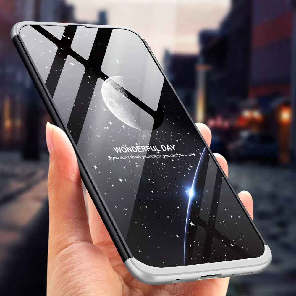 For Samsung A50 Ultra Slim PC Back Cover Non-slip Shockproof 360 Degree Full Protective Case Silver black silver