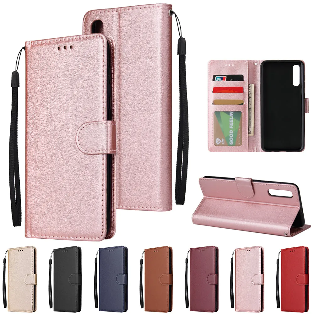 For Samsung A50 Wallet-type PU Leather Protective Phone Case with Buckle & 3 Card Position black
