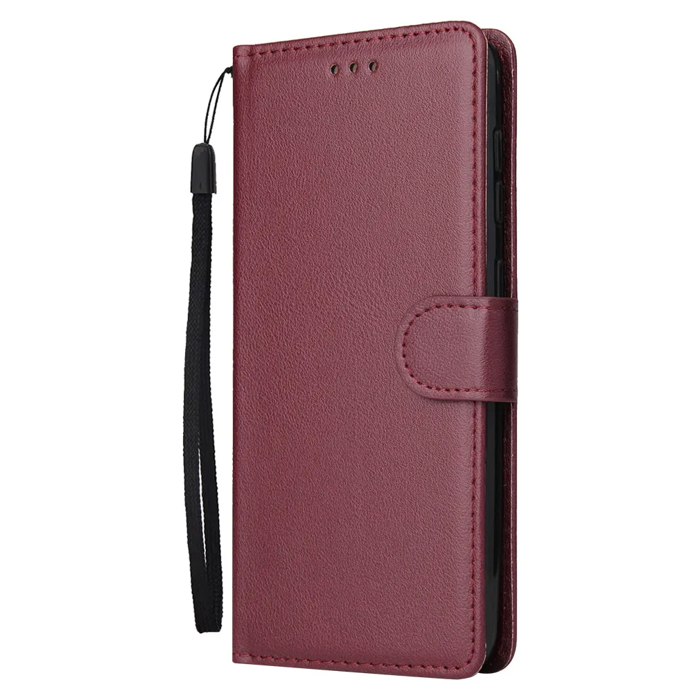 For Samsung A50 Wallet-type PU Leather Protective Phone Case with Buckle & 3 Card Position brown