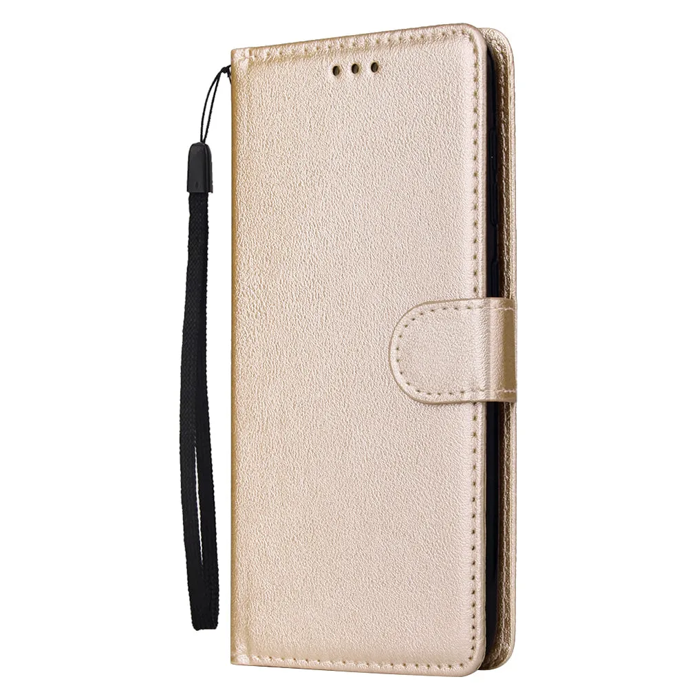 For Samsung A50 Wallet-type PU Leather Protective Phone Case with Buckle & 3 Card Position Gold