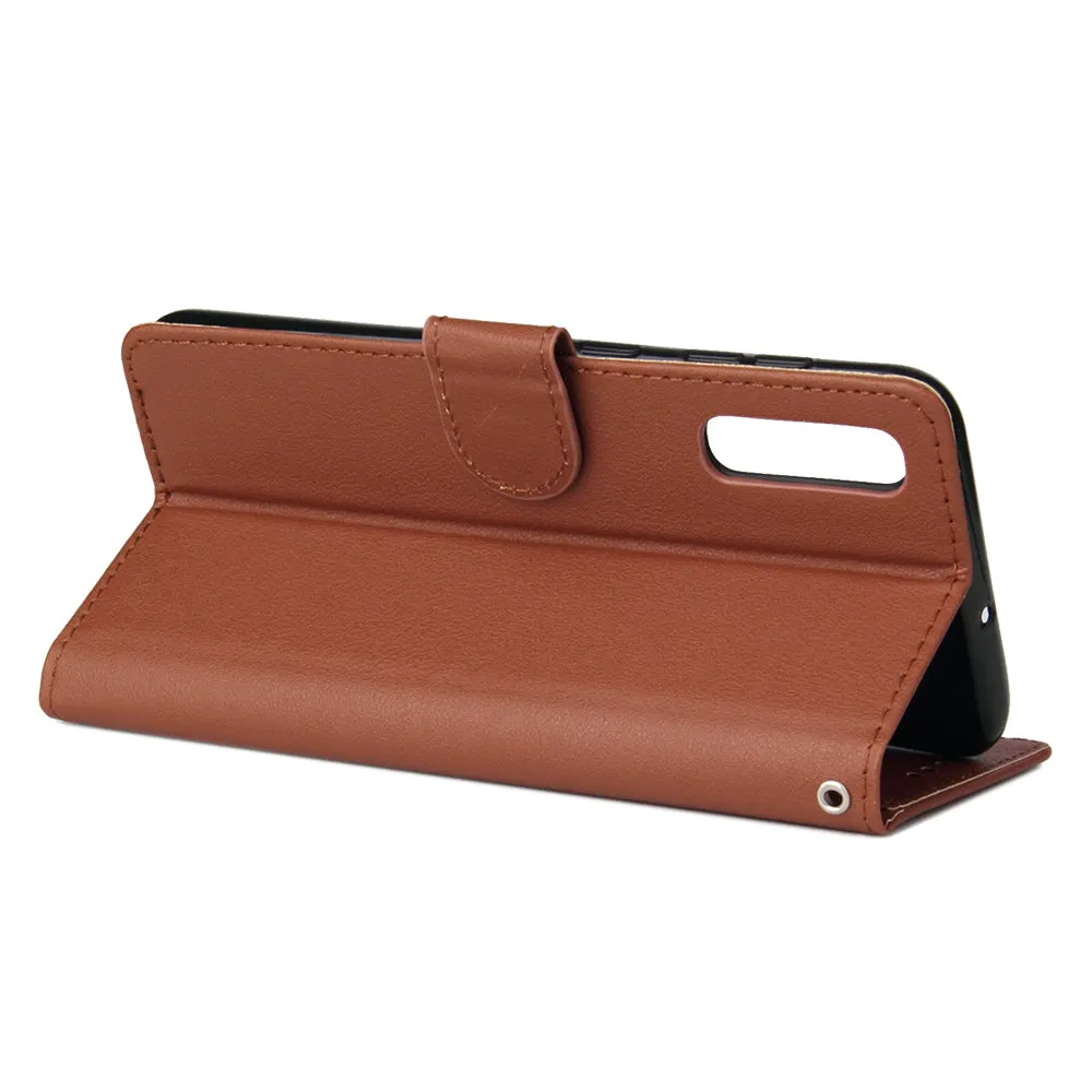 For Samsung A50 Wallet-type PU Leather Protective Phone Case with Buckle & 3 Card Position Red wine
