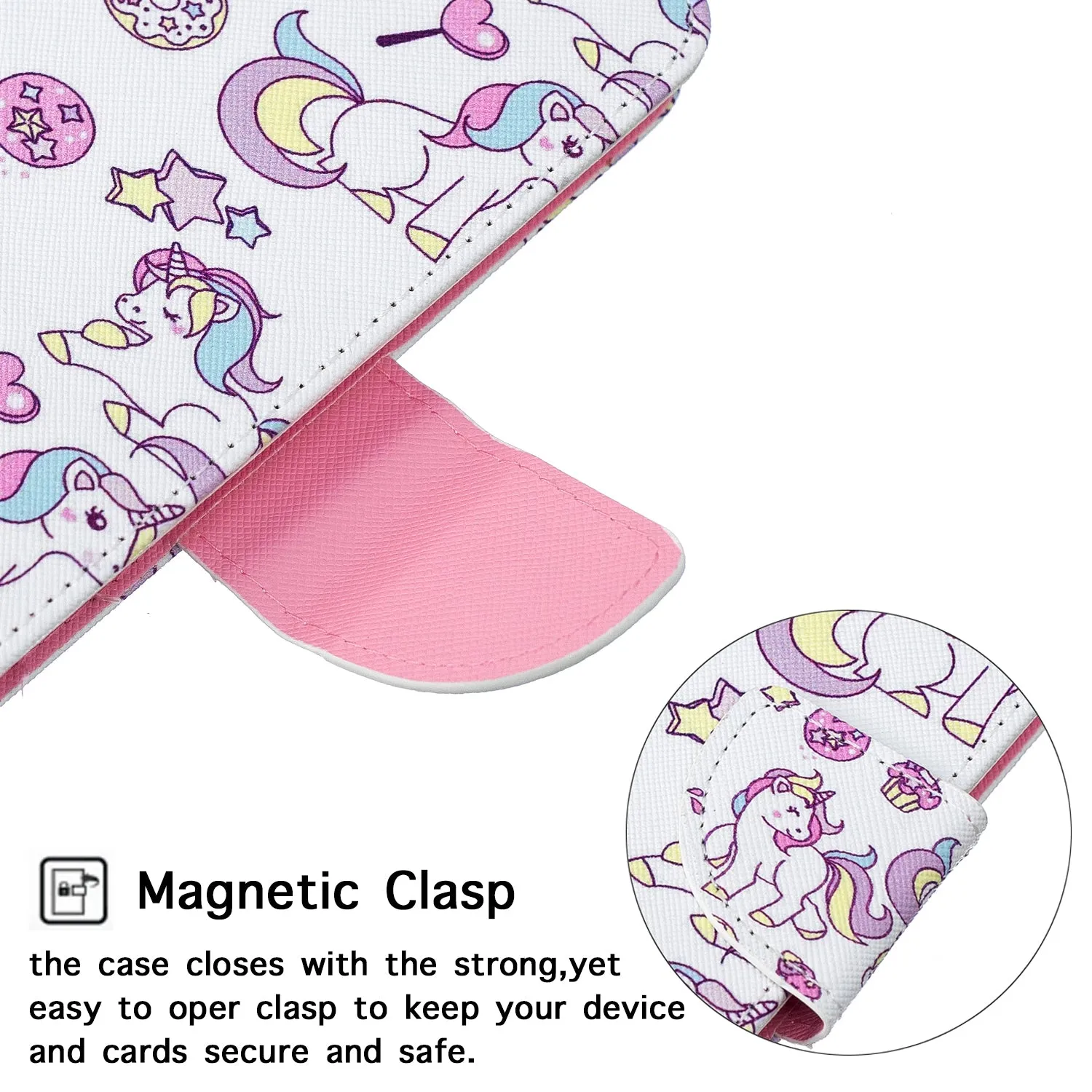 For Samsung A50/A70 Smartphone Case Overall Protective Phone Shell Lovely PU Leather Cellphone Cover with Card Slots  Ice cream unicorn