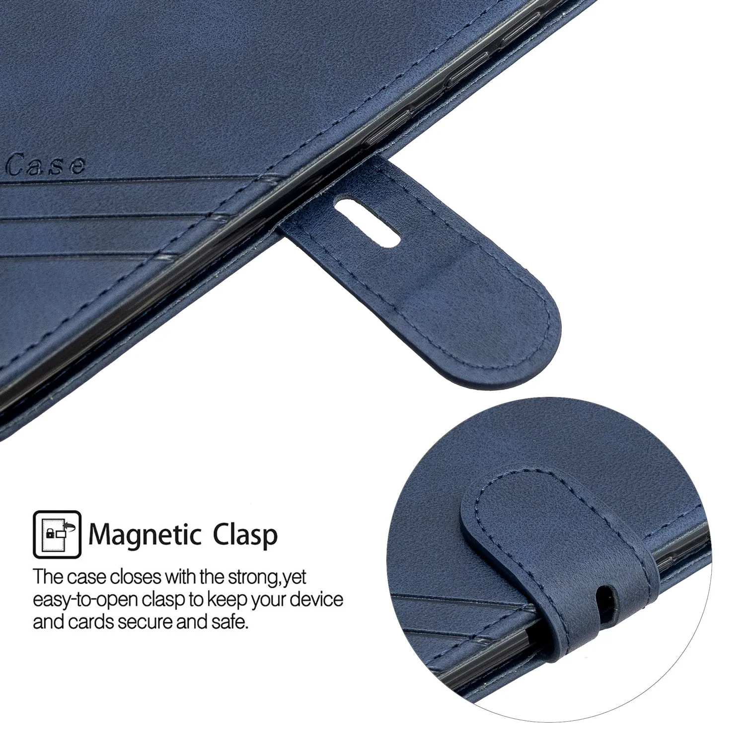 For Samsung A51/A71/M30S Case Soft Leather Cover with Denim Texture Precise Cutouts Wallet Design Buckle Closure Smartphone Shell  blue