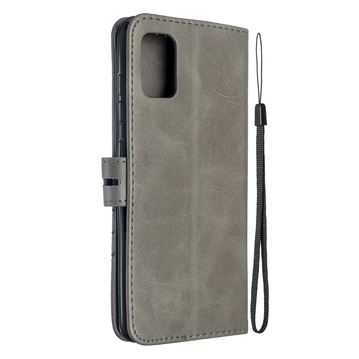 For Samsung A51/A71/M30S Case Soft Leather Cover with Denim Texture Precise Cutouts Wallet Design Buckle Closure Smartphone Shell  gray