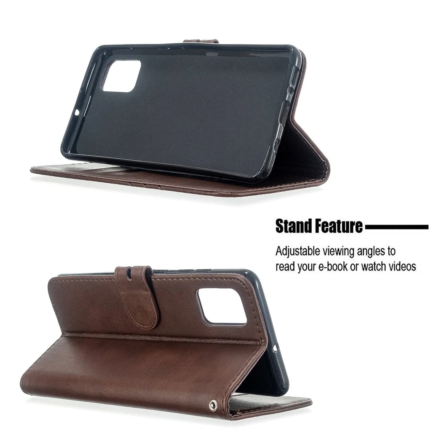 For Samsung A51/A71/M30S Case Soft Leather Cover with Denim Texture Precise Cutouts Wallet Design Buckle Closure Smartphone Shell  red