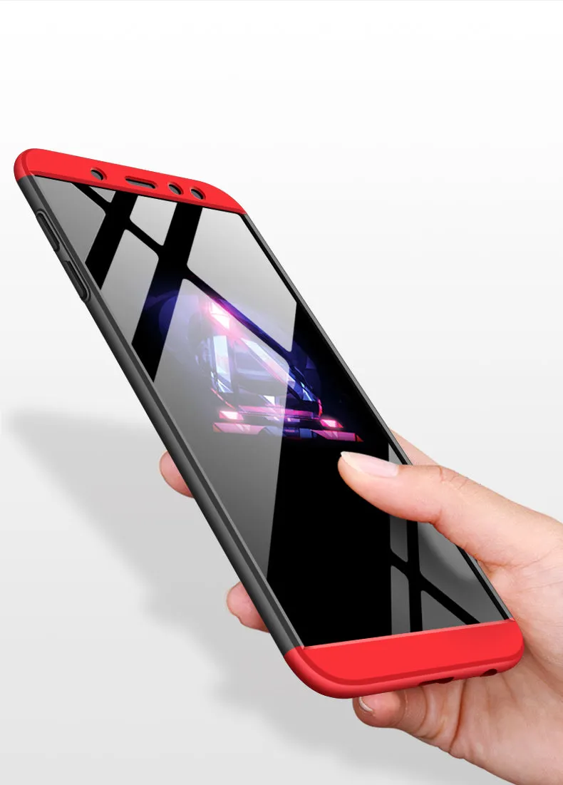 For Samsung A6 2018 360 Degree Protective Case Ultra Thin Hard Back Cover Red black red