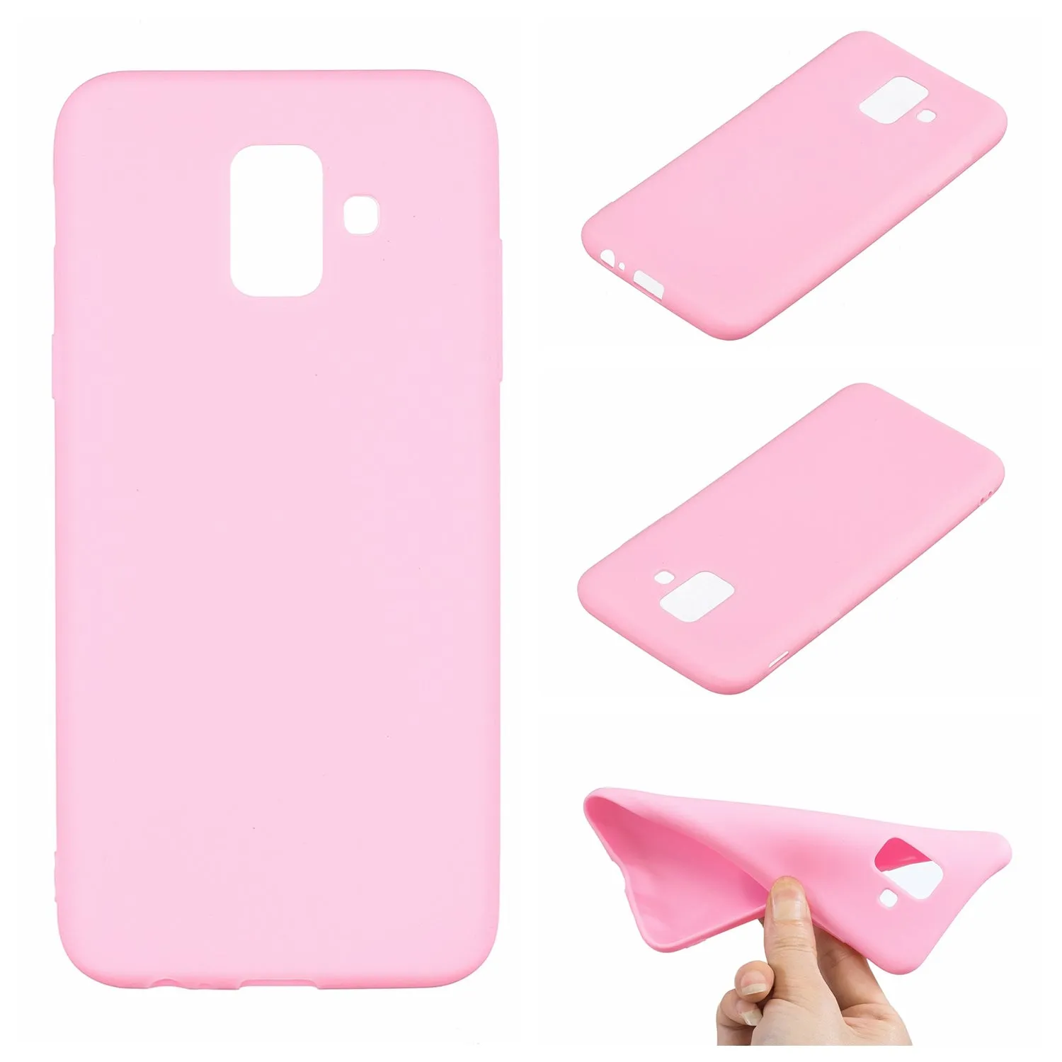 for Samsung A6 2018 Lovely Candy Color Matte TPU Anti-scratch Non-slip Protective Cover Back Case yellow