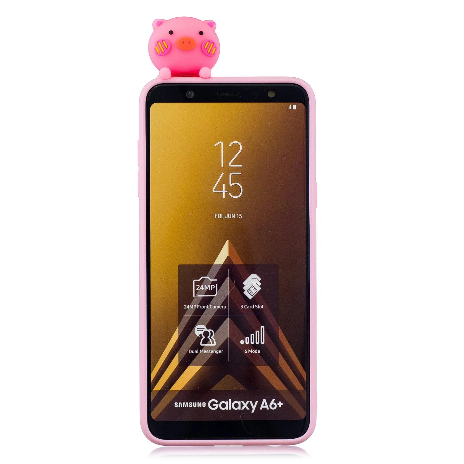 For Samsung A6 plus 2018 3D Cartoon Lovely Coloured Painted Soft TPU Back Cover Non-slip Shockproof Full Protective Case Small pink pig