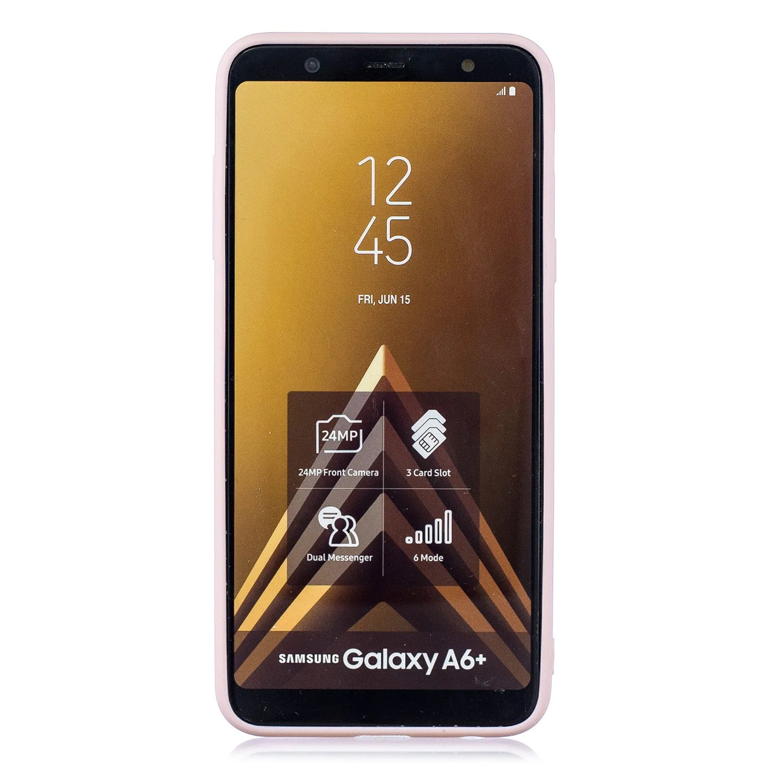 For Samsung A6 plus 2018 Cute Coloured Painted TPU Anti-scratch Non-slip Protective Cover Back Case with Lanyard Light pink