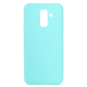 for Samsung A6 plus 2018 Lovely Candy Color Matte TPU Anti-scratch Non-slip Protective Cover Back Case Light blue