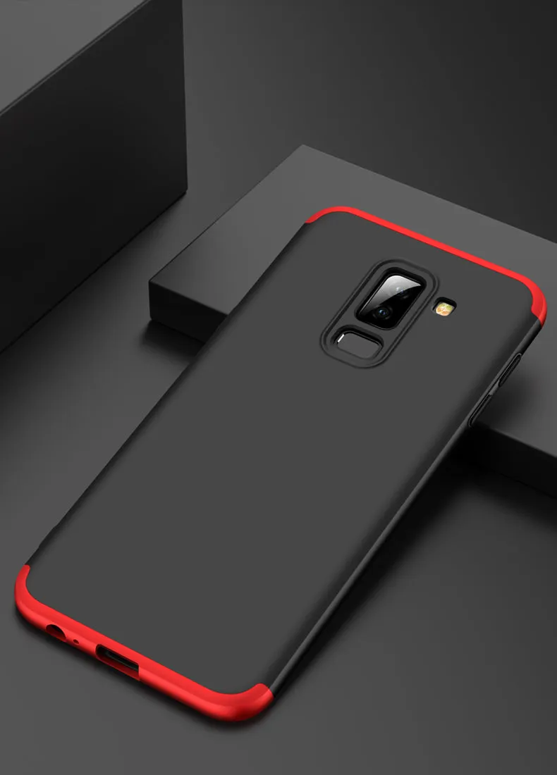 For Samsung A6 Plus 2018 Ultra Slim 360 Degree Non-slip Shockproof Full Protective Case Red black red