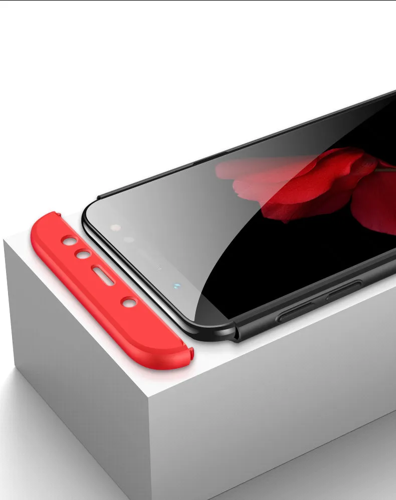 For Samsung A6 Plus 2018 Ultra Slim 360 Degree Non-slip Shockproof Full Protective Case Red black red