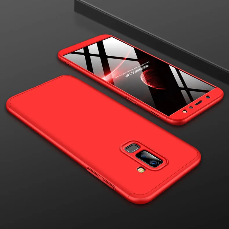 For Samsung A6 Plus 2018 Ultra Slim 360 Degree Non-slip Shockproof Full Protective Case Red black red