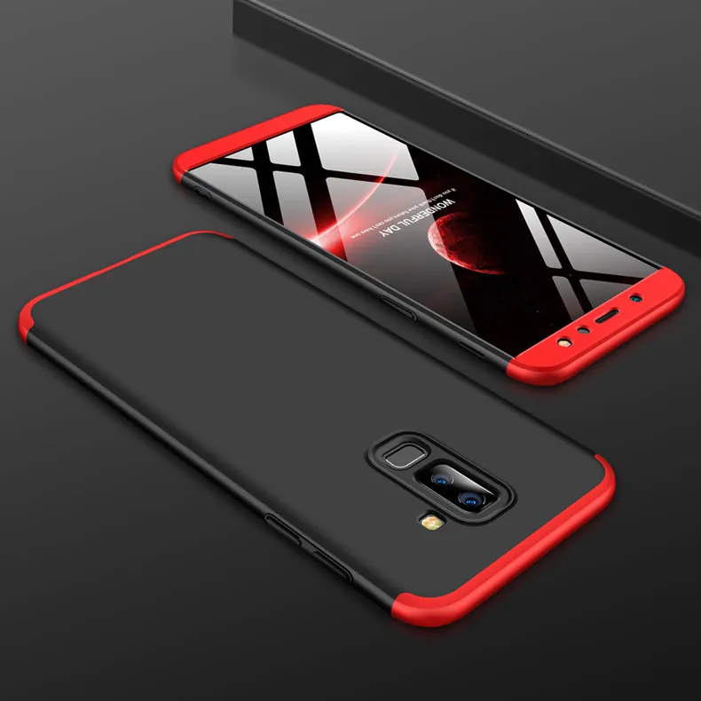 For Samsung A6 Plus 2018 Ultra Slim 360 Degree Non-slip Shockproof Full Protective Case Red black red