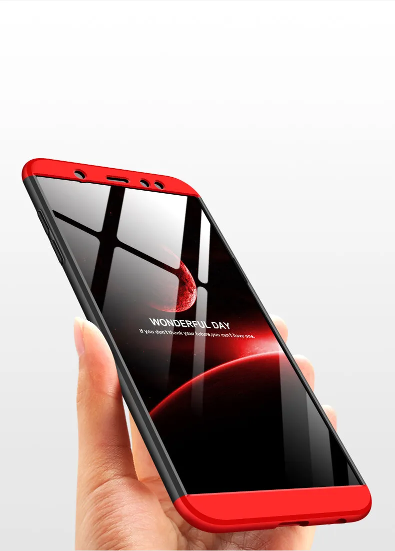 For Samsung A6 Plus 2018 Ultra Slim 360 Degree Non-slip Shockproof Full Protective Case Red black red