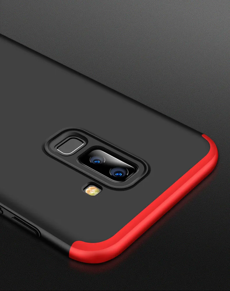 For Samsung A6 Plus 2018 Ultra Slim 360 Degree Non-slip Shockproof Full Protective Case Red black red